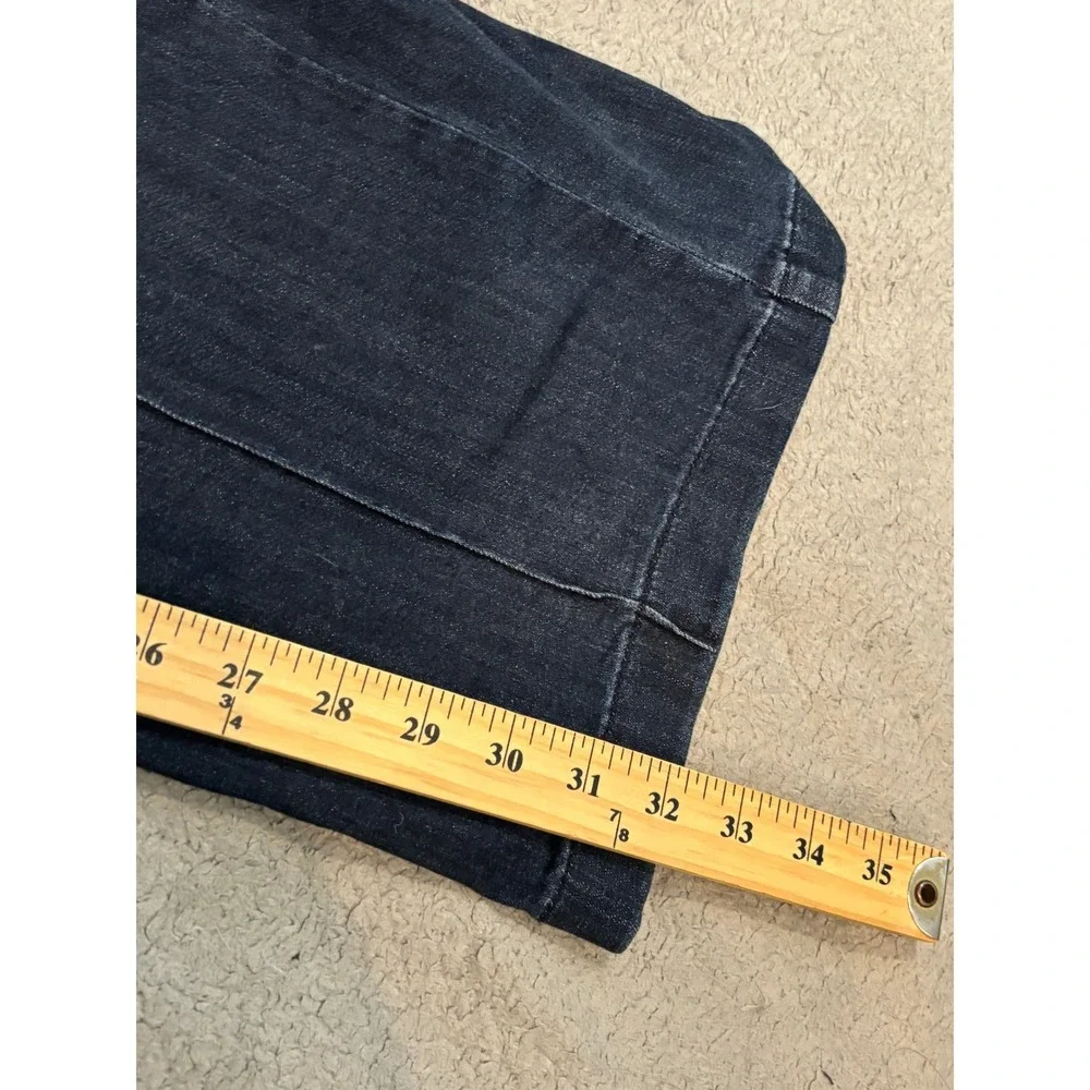 Chico's Dark Wash Wide Leg Denim Pull On Pants Front Seam Size 2T US 12T Tall